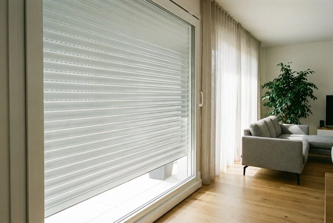 Persiana de aluminio nueva instalada en ventana de vivienda